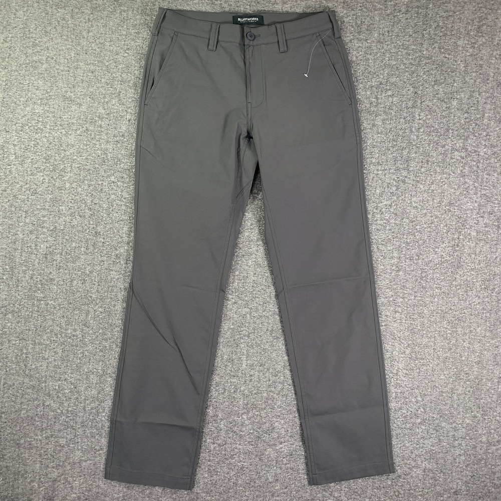 Bluffworks Ascender Chino Pants Men 30x32 Gray Stretch Trousers Modern NEW